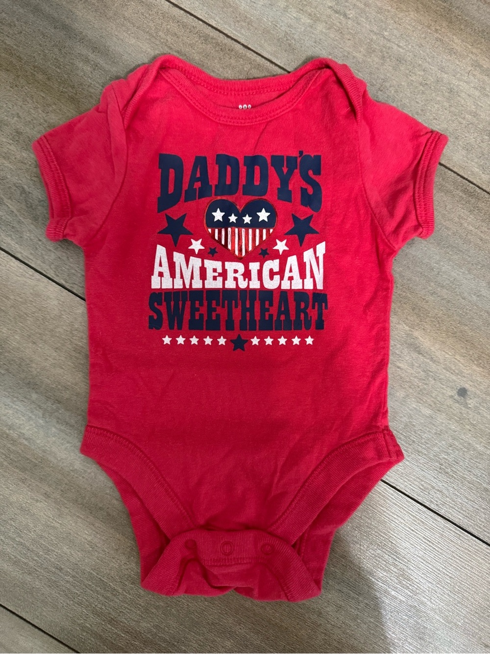 Old Navy Red Baby One-Piece with Patriotic Heart Graphic